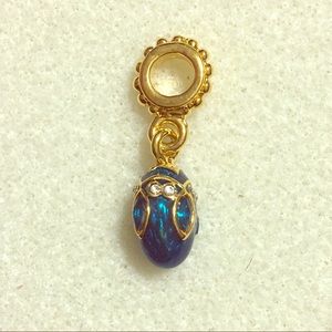 Artisan "Faberge" aqua Easter egg dangle bead